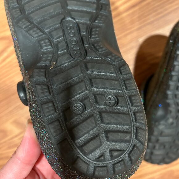 Crocs Starry Skies Glitter Classic Lined Clog Fuzzy Slippers - Womens 7, Men 5 - Picture 2 of 4